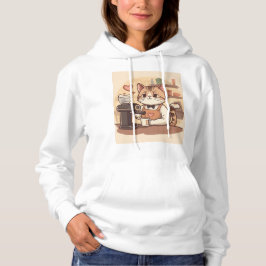 Söt Rolig Mysig Barista Katt Hoodie T-shirt