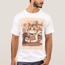 Söt Rolig Mysig Barista Katt & Kaffe T-shirt
