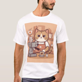 Söt Rolig Mysig Barista Katt & Kaffe T-shirt