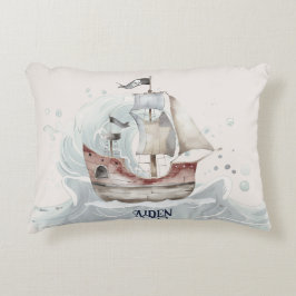 Söt rolig ocean piratskepp barns  prydnadskudde