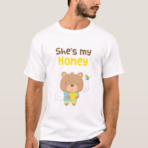 Söt Rolig Par Manlig Björn och Bi T-shirt