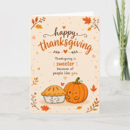 Söt Rolig Pumpa & Paj Tacksgiving Hälsning Kort