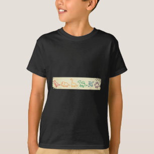 Söt Rolig Regnbåge Dinosaurie Linje Konst Färgrik  T Shirt