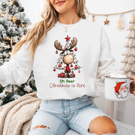 Söt Rolig Ren “Åh Älg, Julen Är Här” T Shirt