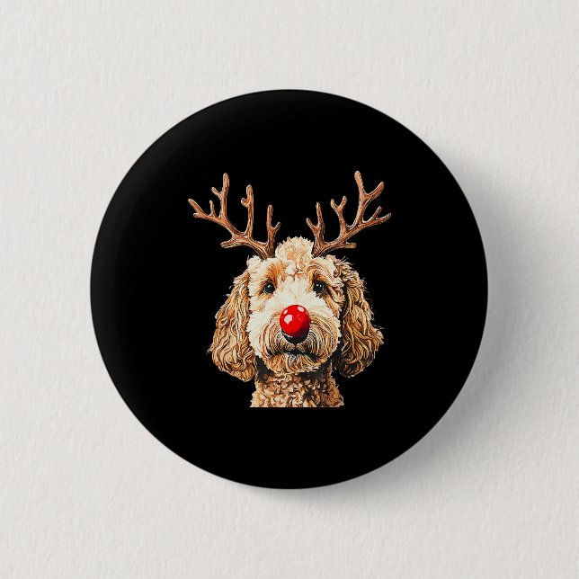 Söt Rolig Ren Jul Tomte Goldendoodle Jul T Knapp (Framsida)