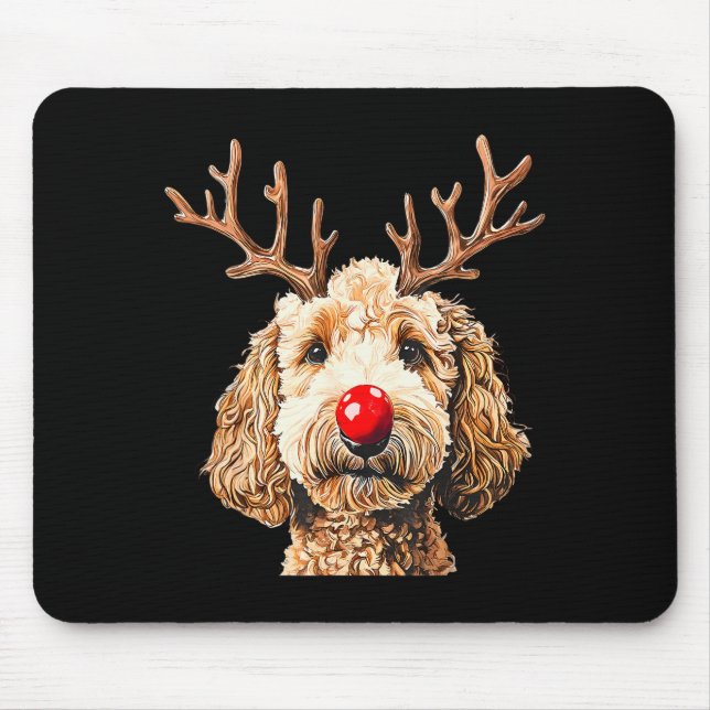 Söt Rolig Ren Jul Tomte Goldendoodle Jul T Musmatta (Framsidan)