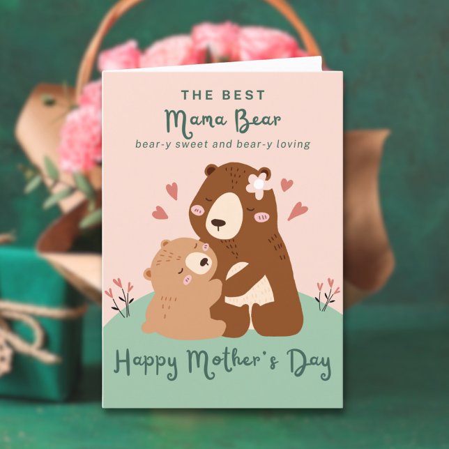 Söt Rolig Rosa Bästa Mama Björn Mors Dag Kort (Skapare uppladdad)