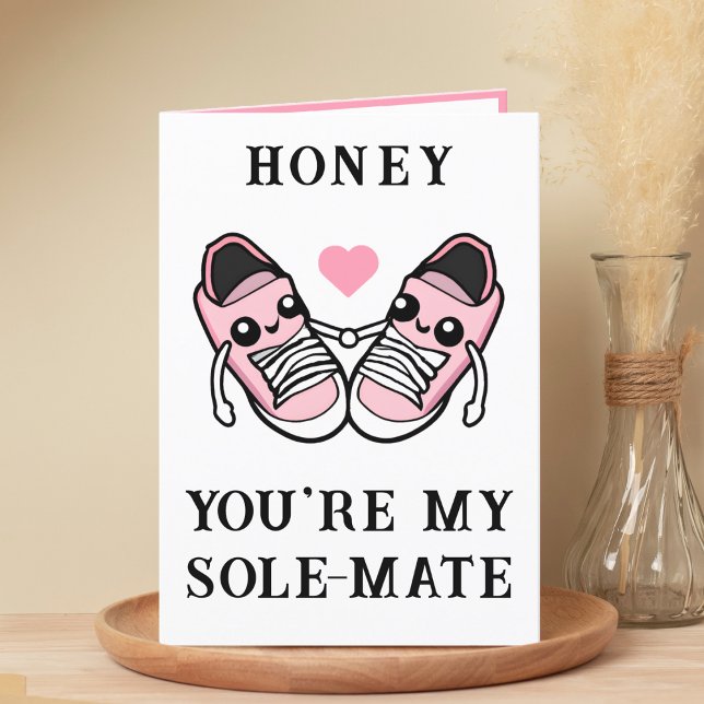 Söt Rolig Rosa Skor Make Maka Glad Födelsedag Tack Kort (cute, funny pink shoe pun wife / girlfriend happy birthday card)