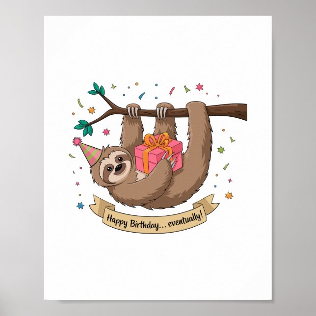 Söt Rolig Sengångare Glad Födelsedag Poster (Framsidan)