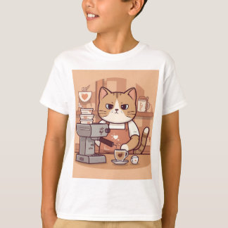 Söt rolig seriefigur barista katt barn t-shirt