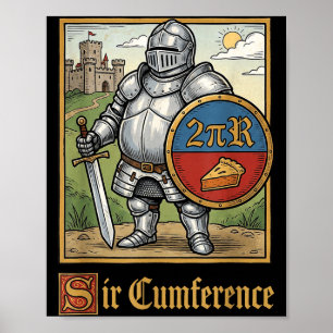 Söt Rolig Sir Cumference Medeltida Riddare Poster