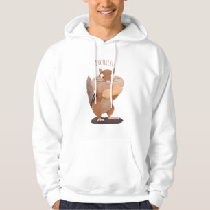 Söt rolig stor kind ekorre tecknad serie hoodie