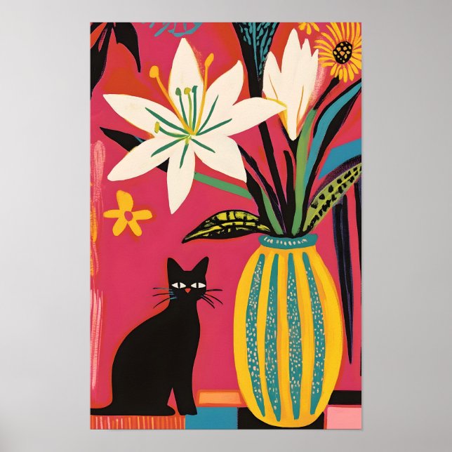 Söt Rolig Svart katt Poster (Framsidan)