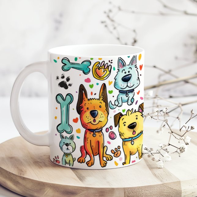 Söt rolig tecknad hundmamma kaffemugg (Skapare uppladdad)