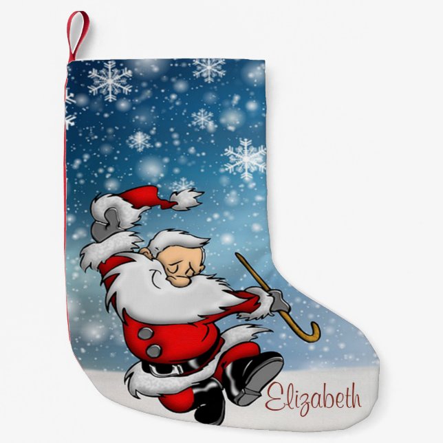 Söt Rolig Tomte Snöflingor Liten Julstrumpa (Framsidan)