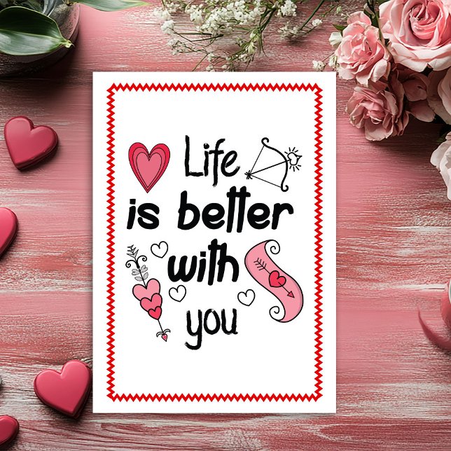 Söt rolig valentin-kort handritad skiss julkort (Cute Funny Valentine Card Hand Drawn Sketch)