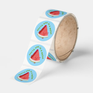 Söt rolig vattenmelon Puns Runt Klistermärke