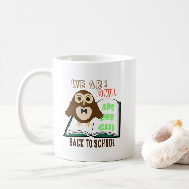 Söt rolig Vi är uggla Tillbaka till skolan Personl Kaffemugg (Med munk)