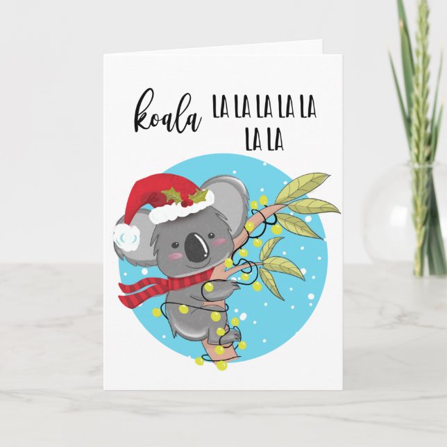 Söt roligt koala-julkort fa la Australien Kort (Framsida)