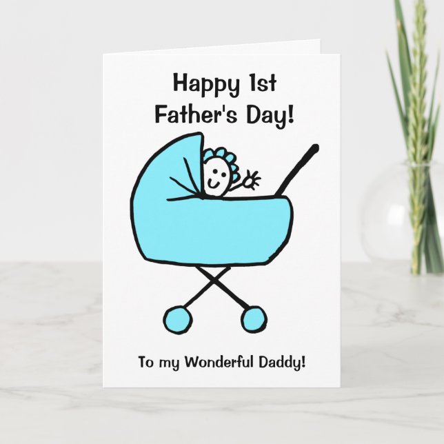 Söt Rollig Bebis Pojke Tecknad Första Fars Dag Kort (Framsida)