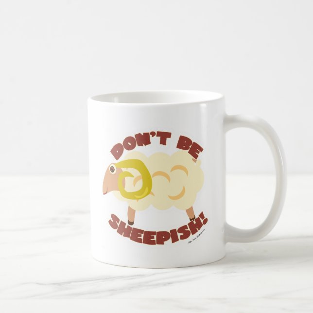 Söt Rollig Fårskamsen Lamm Tecknad Karaktär Kaffemugg (Höger)