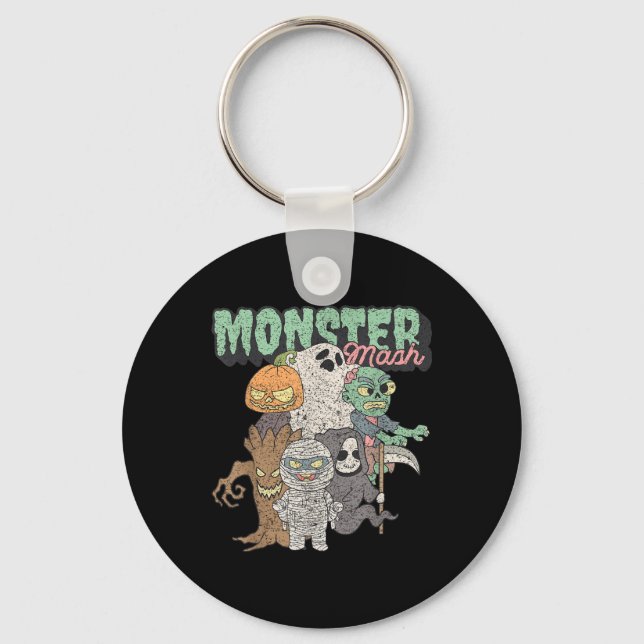 Söt Rollig Monster Mash Frankenstein Skräckfilmer Nyckelring (Framsida)