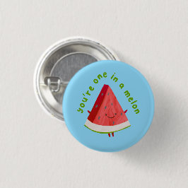Söt Rollig Vattenmelon Puns En i en Melon Knapp