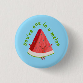 Söt Rollig Vattenmelon Puns En i en Melon Knapp