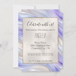 Söt Romantic Lila Blue Pearl Swirls Inbjudningar