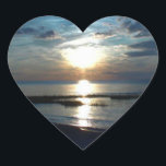 Söt romantic Ocean Sunset Heart Hjärtformat Klistermärke<br><div class="desc">Hjärtformade söt romantiska oceanens solnedgångsmärken.</div>
