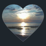 Söt romantic Ocean Sunset Heart Hjärtformat Klistermärke<br><div class="desc">Hjärtformade söt romantiska oceanens solnedgångsmärken.</div>
