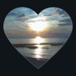 Söt romantic Ocean Sunset Heart Hjärtformat Klistermärke<br><div class="desc">Hjärtformade söt romantiska oceanens solnedgångsmärken.</div>