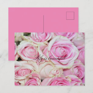 Söt Romantic Rosa Vit ros Vykort