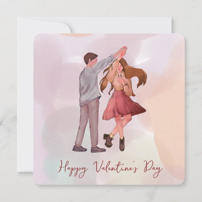 Söt Romantik Dancing Couple Valentine Day Card Kort (Framsida)