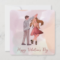 Söt Romantik Dancing Couple Valentine Day Card