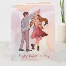 Söt Romantik Dancing Couple Valentine Day Card