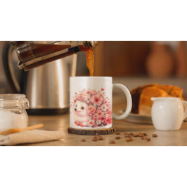 Söt romantisk blommig illustration av igelkottpar mugg