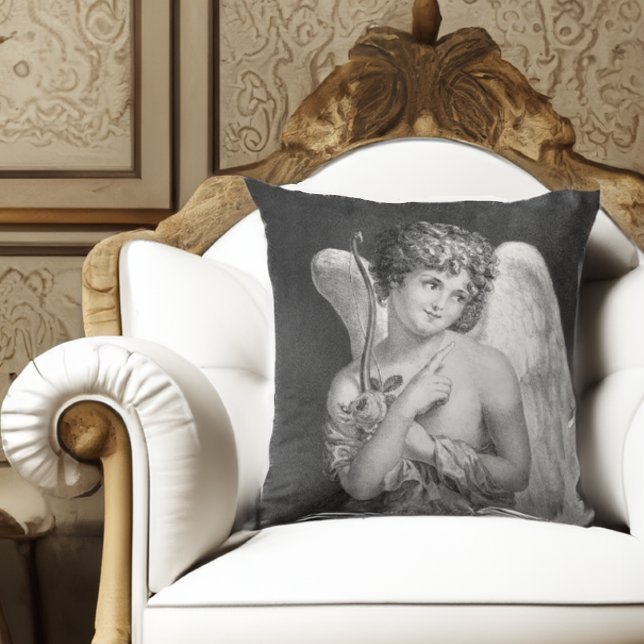 Söt romantisk cupid Antique Lithograph Throw Pill Kudde (Skapare uppladdad)