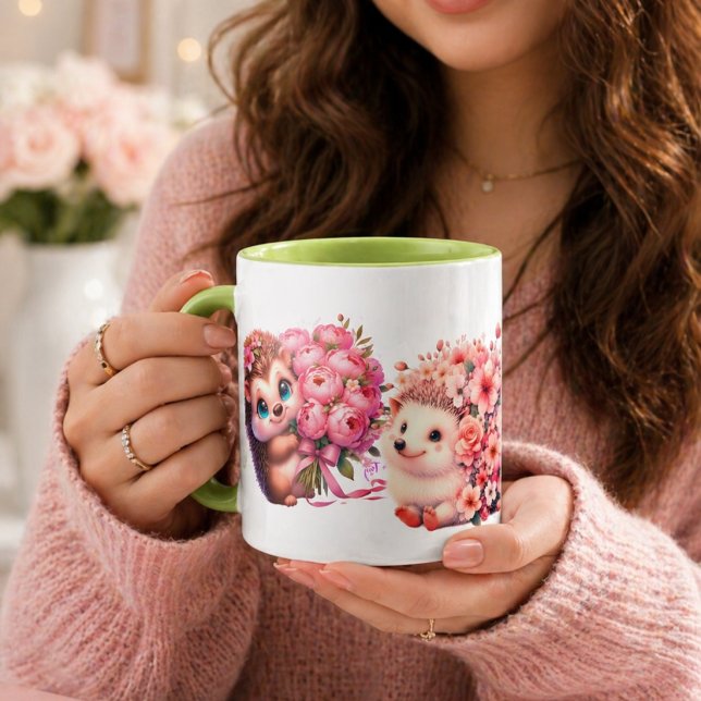 Söt Romantisk Igelkott Espresso Kopp – Blommig Kop (Skapare uppladdad)
