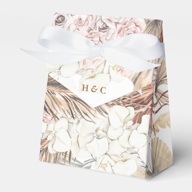 Söt Romantisk pampastorkad gräs Blommigt Bröllop Presentaskar (Framsidan Sidan)