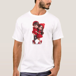 Söt Romantisk Par T-Shirt – Alla hjärtans dag Kärl