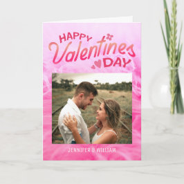 Söt romantisk rosa pälsfoto Alla hjärtans dag Kort