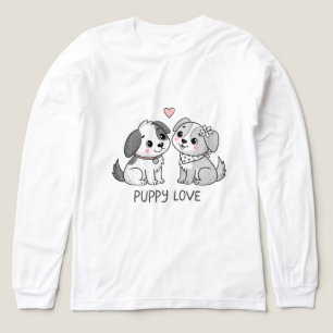 Söt Romantisk Valp Kärlek Alla Hjärtans Dag T Shirt