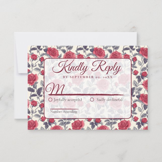 Söt ros blomma RSVP-kort OSA Kort (Framsida)