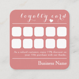 SÖT ROSA 10 SLÅ BUSINESS LOYALTY REWARD-KORT FYRKANTIGT VISITKORT