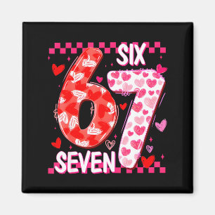 Söt Rosa 67 Alla Hjärtans Dag Six Seven Roligt Mem Magnet