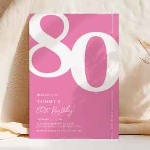 Söt Rosa 80-års Födelsedagsfest Inbjudan