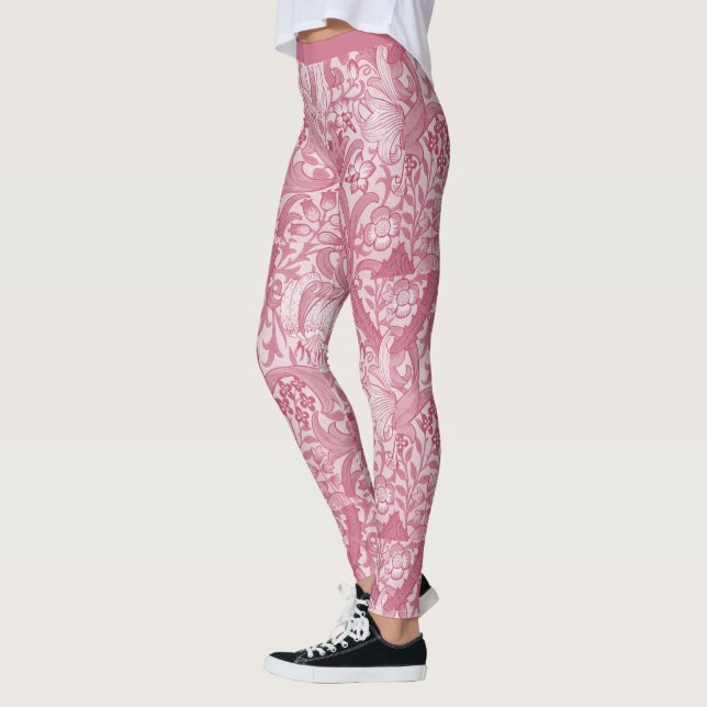 Söt Rosa Abstrakt Blommigt Design Mönster Yoga  Leggings (Vänster)