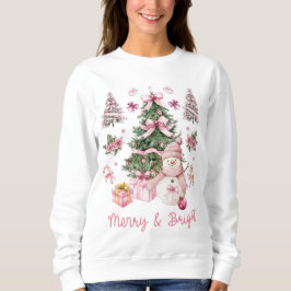 Söt Rosa Akvarell Glad Och Ljus Jul T Shirt