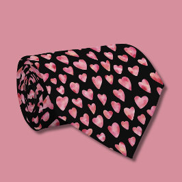 Söt Rosa Akvarell Kärlek Hjärtmönster Slips